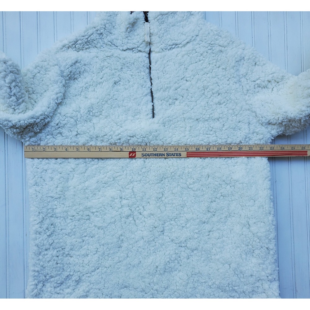 Comfort Collection Womens Cream White Sherpa Quarter Zip Pullover Fleece Large - Picture 3 of 6